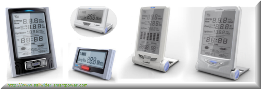 Images of various designs of Electricity Energy Monitors and Control System