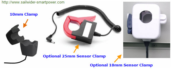 10mm, 18mm and 25mm sensor clamps for data collection of current